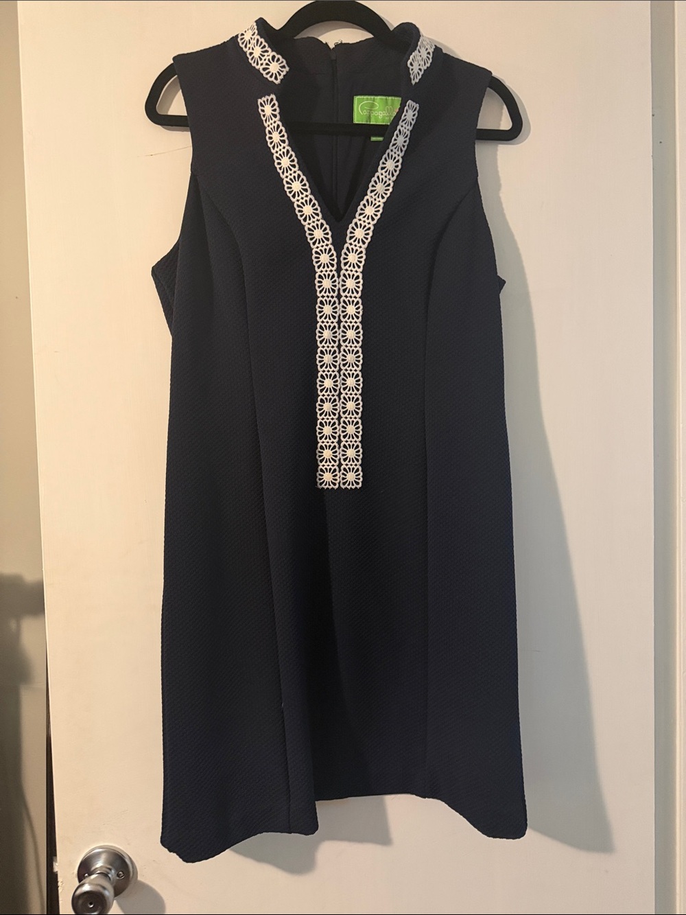 Pappagallo Navy Mini Dress with White Crochet Trim